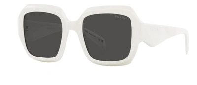 Pre-owned Prada 0pr 28zs 17k08z Sunglasses Talc Frame Dark Grey Lenses 53 Mm In Gray