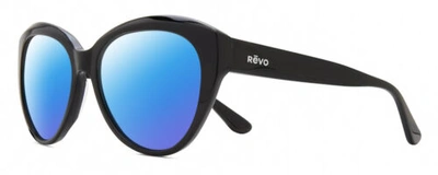 Pre-owned Revo Rose Women Cat Eye Designer Polarized Sunglasses Gloss Black 55mm 4 Options In Blue Mirror Polar
