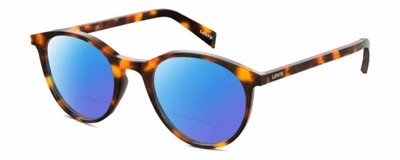 Pre-owned Levi's Seasonal Lv1005 Women's Polarized Bifocal Sunglasses Havana Tortoise 50mm In Blue Mirror