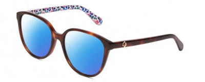 Pre-owned Kate Spade Vienne Womens Cat Eye Polarized Sunglasses Tortoise Havana White 54mm In Blue Mirror Polar
