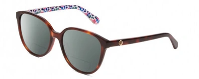 Pre-owned Kate Spade Vienne Women Cateye Polarized Bifocal Sunglasses Tortoise Havana 54mm In Grey