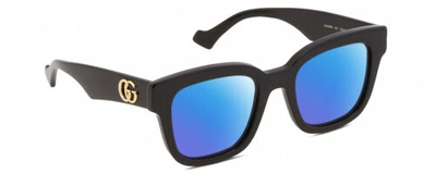 Pre-owned Gucci Gg0998s Womens Cat Eye Designer Polarized Sunglasses Black Gold 52mm 4 Opt In Blue Mirror Polar