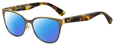 Pre-owned Kate Spade Vandra Cat Eye Polarized Sunglasses Brown Gold Tortoise 52mm 4 Option In Blue Mirror Polar