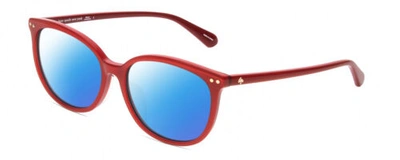 Pre-owned Kate Spade Alina Womens Oval Designer Polarized Sunglasses In Red 55mm 4 Options In Blue Mirror Polar
