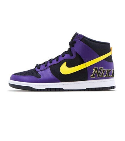 Pre-owned Nike Men's  Dunk High Emb Lakers Black/opti Yellow/court Purple/wht (dh0642 001)