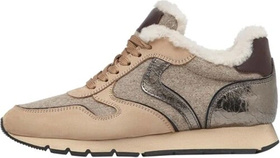 Pre-owned Voile Blanche Women's Julia Shearling Trainers In Brown Combined