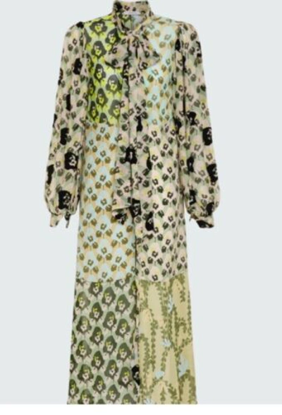 Pre-owned Dorothee Schumacher Dress Article Flower Patch Greens Floral Crepe Large