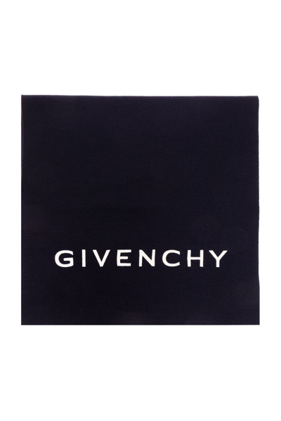 Givenchy Logo Intarsia Knitted Scarf In Navy