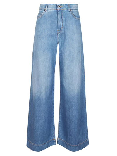 Weekend Max Mara Logo Patch Wide Leg Jeans In Medio Pulito