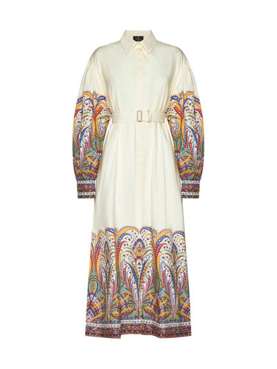 Etro Paisley-print Belted Maxi Dress In White