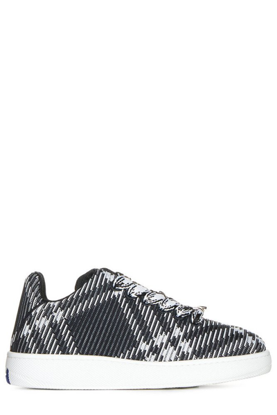 Burberry Check Knit Box Sneakers In Black