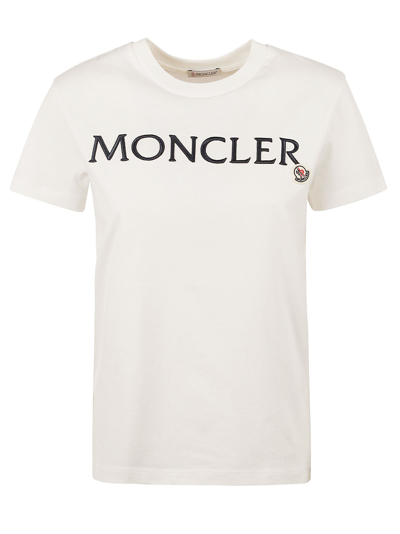 Moncler Regular Logo Patched T-shirt In White