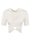 RABANNE RING DETAILED CROPPED T-SHIRT