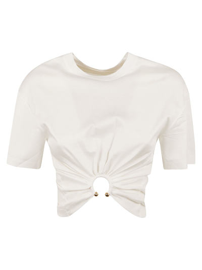 Paco Rabanne Ring Detailed Cropped T In White