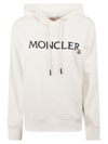 Moncler Logo-embroidered Drawstring Cotton Hoodie In White