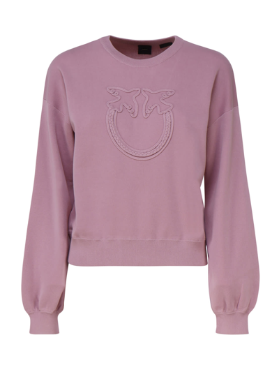 Pinko Sweater With Love Birds Appliqué In Orchid Smoke