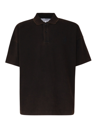 JW ANDERSON POLO SHIRT WITH ANCHOR EMBROIDERY