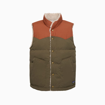 Patagonia Mens Basin Green Reversible Bivy Brand-patch Recycled-polyester Recycled-down Gilet