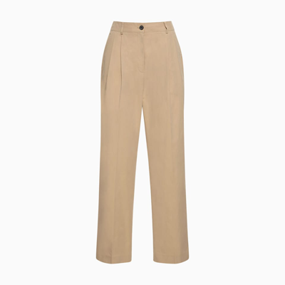 Dunst Pleated Cotton & Nylon Chino Pants In Beige