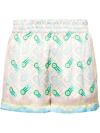 Casablanca Ladies Multicolor Monogram Print Shorts In Bianco