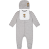 MOSCHINO GREY SET FOR BABY KIDS WITH TEDDY BEAR