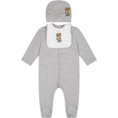 Moschino Grey Set For Baby Kids With Teddy Bear