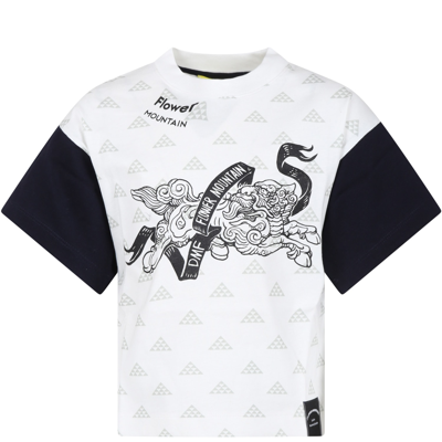 Flower Mountain White T-shirt For Kids With Print