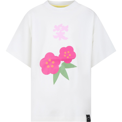 Flower Mountain Kids' White T-shirt For Girl With Flowers