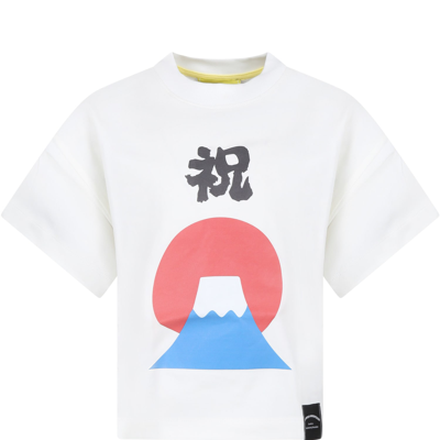 Flower Mountain White T-shirt For Kids With Print