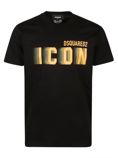 Dsquared2 Icon Blur Cool Fit T-shirt In X Black/orange Fluo