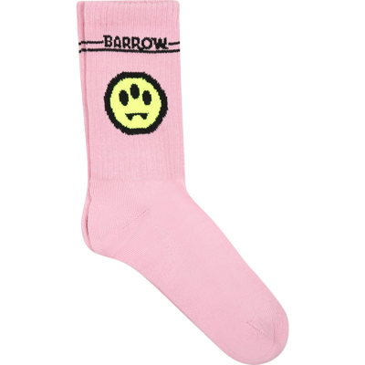 Barrow Pink Socks For Kids With Logo And Smiley In Rosa