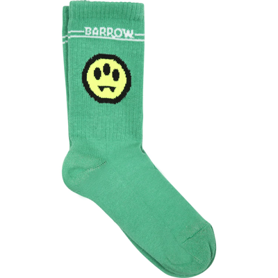 Barrow Green Socks For Kids With Logo And Smiley In Verde