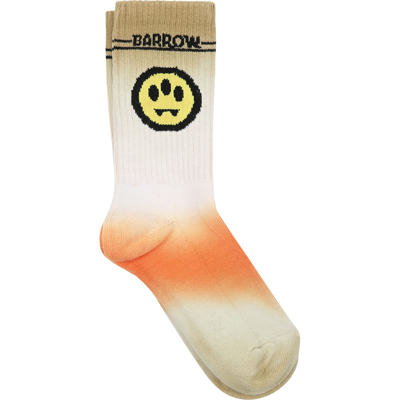 Barrow Beige Socks For Kids With Smiley In Sabbia