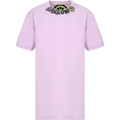 Barrow Kids' Pink Casual Dress For Girls With Logo