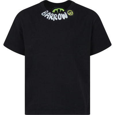 Barrow Black T-shirt For Kids With Logo In Nero