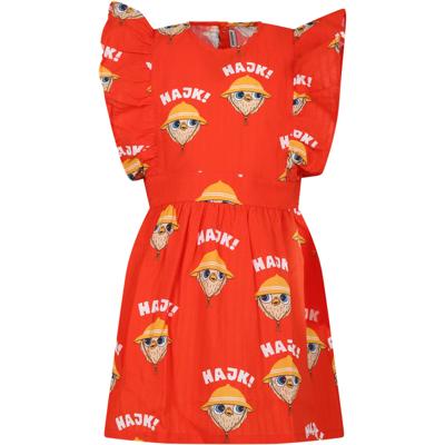 Mini Rodini Kids' Red Casual Dress For Girl With Owl