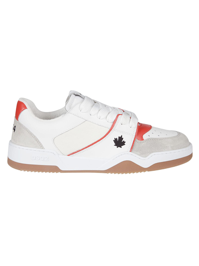 Dsquared2 Spiker Lace-up Low Top Trainers In Bianco/rosso