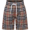 BURBERRY BEIGE SPORTS SHORTS FOR BOY WITH ICONIC VINTAGE CHECK