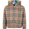 BURBERRY BEIGE JACKET FOR BOY WITH ICONIC VINTAGE CHECK