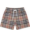 BURBERRY BEIGE SPORTS SHORTS FOR BABY BOY WITH ICONIC VINTAGE CHECK