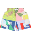 BURBERRY MULTICOLOR SWIM SHORTS FOR BABY BOY WITH EQUESTRIAN KNIGHT