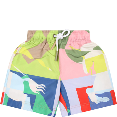 Burberry Babies' Shorts Sportivo Multicolor Per Neonato Con Cavaliere Equestre