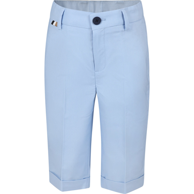 Hugo Boss Kids' Elegant Sky Blue Shorts For Boy In Light Blue