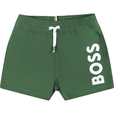 Hugo Boss Green Swim Shorts For Baby Boy With Logo