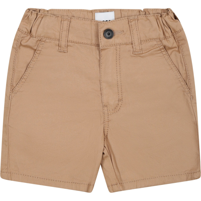Hugo Boss Brown Shorts For Baby Boy With Logo Detail