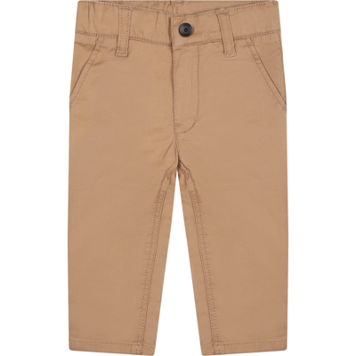 Hugo Boss Beige Casual Trouser For Baby Boy In Brown