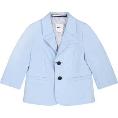 Hugo Boss Sky Blue Jacket For Baby Boy In Light Blue