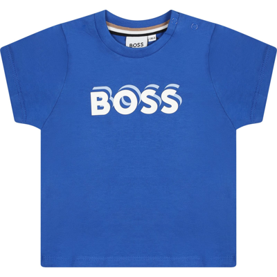 Hugo Boss Light Blue T-shirt For Baby Boy With Logo