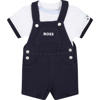 HUGO BOSS BLUE DUNGAREES FOR BABY BOY WITH LOGO