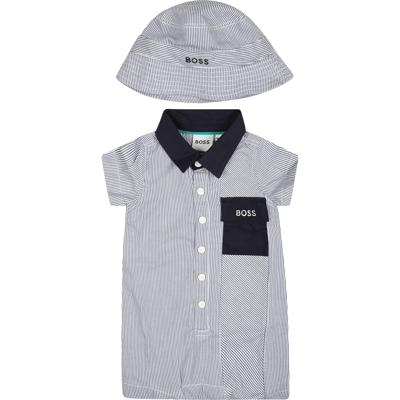 Hugo Boss Blue Set For Baby Boy With Logo